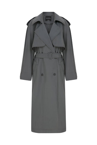 Technical Fabric Oversize Trench Coat Anthracite