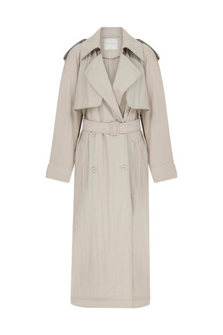 Technical Fabric Oversize Trench Coat Beige