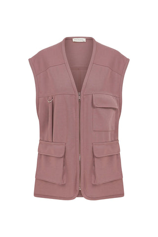 Comfortable Fit Vest With Pockets Damson