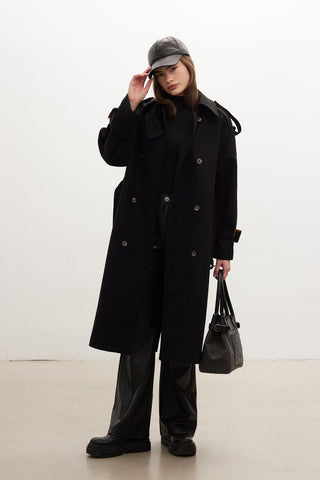 Throat Latch Trench Coat Black