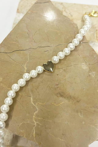 Heart Pearl Bracelet Light Yellow