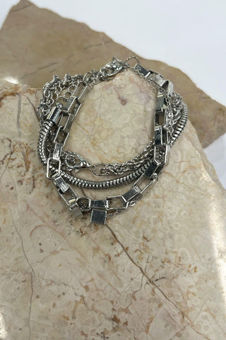 4 Chain Bracelets Silver