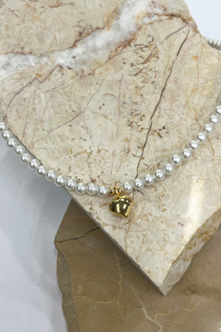 Heart Pearl Necklace Light Yellow