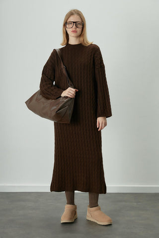 Mathy Braided Dress Dark Brown