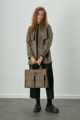 Trench Style Leather Shirt Mink