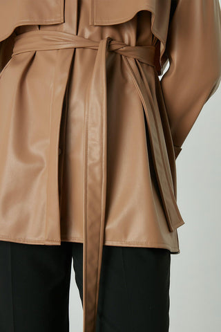 Trench Style Leather Shirt Camel