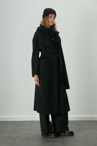 Elite Scarf Cachet Coat Black