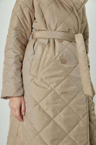 Scarf Detail Quilted Jacket Desert Sand