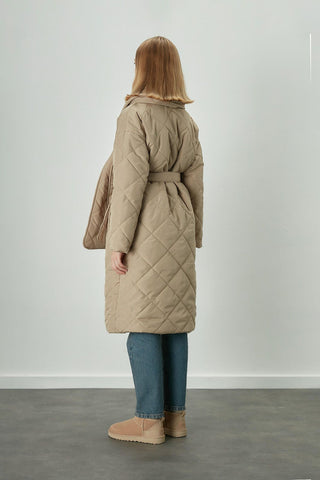 Scarf Detail Quilted Jacket Desert Sand