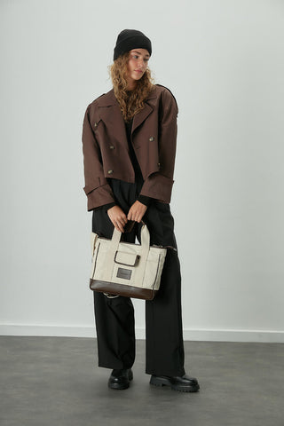 Belted Short Trench Coat Dark Brown