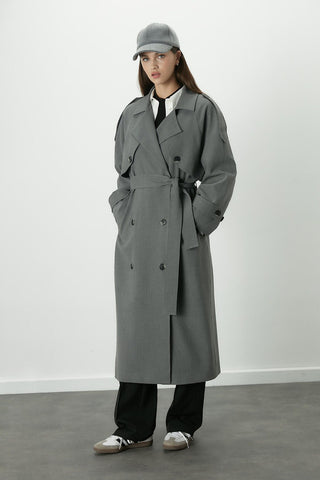 Premium Oversize Trench Coat Grey