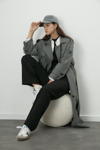 Premium Oversize Trench Coat Grey