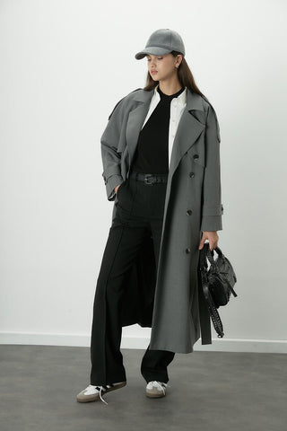 Premium Oversize Trench Coat Grey