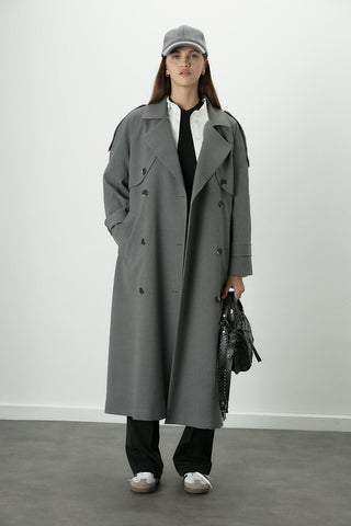 Premium Oversize Trench Coat Grey