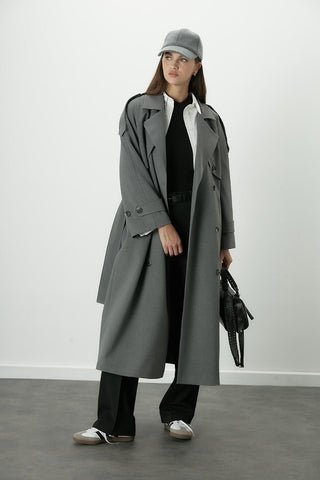 Premium Oversize Trench Coat Grey