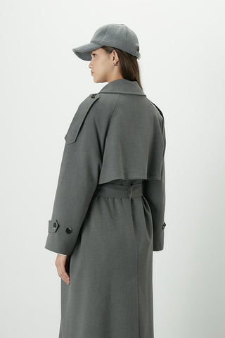 Premium Oversize Trench Coat Grey