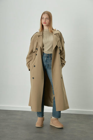 Premium Oversize Trench Coat Beige