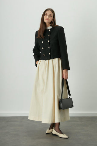 Katy Gabardine Shirred Skirt Vanilla