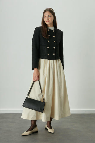 Katy Gabardine Shirred Skirt Vanilla