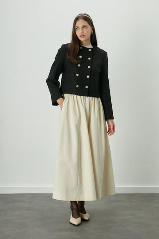 Katy Gabardine Shirred Skirt Vanilla