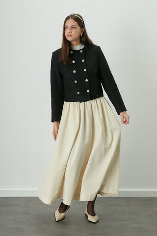 Katy Gabardine Shirred Skirt Vanilla