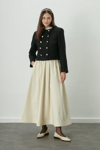 Katy Gabardine Shirred Skirt Vanilla