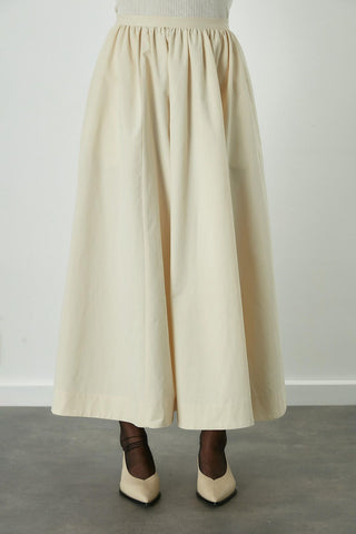 Katy Gabardine Shirred Skirt Vanilla