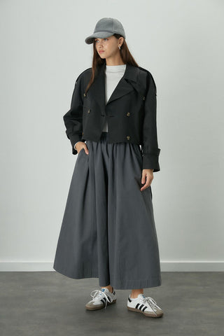 Katy Gabardine Shirred Skirt Navy Blue