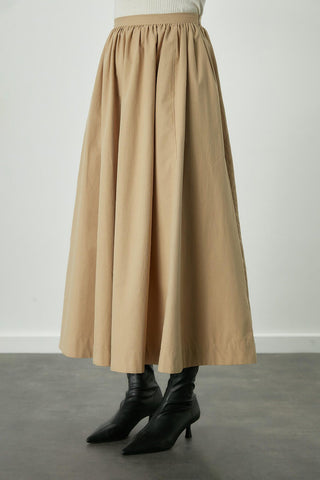 Katy Gabardine Shirred Skirt Camel