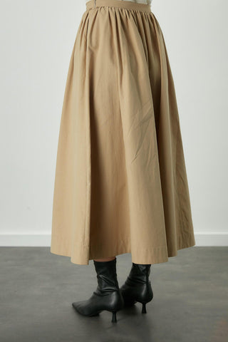 Katy Gabardine Shirred Skirt Camel