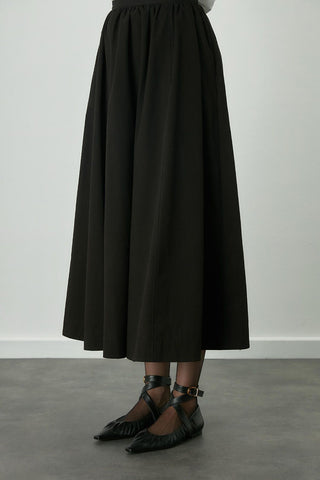 Katy Gabardine Shirred Skirt Black