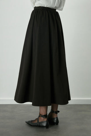 Katy Gabardine Shirred Skirt Black