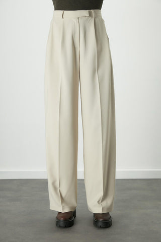 Dona Pleated Palazzo Trousers Beige