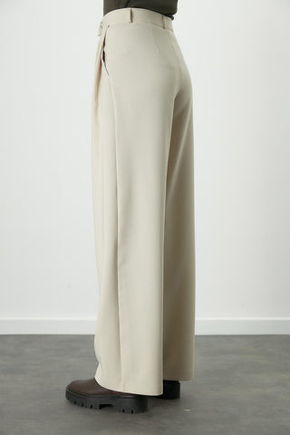 Dona Pleated Palazzo Trousers Beige