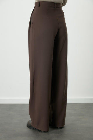 Dona Pleated Palazzo Trousers Dark Brown