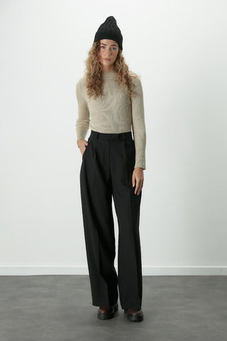 Dona Pleated Palazzo Trousers Black