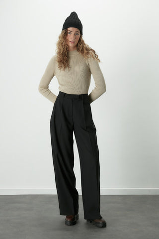 Dona Pleated Palazzo Trousers Black