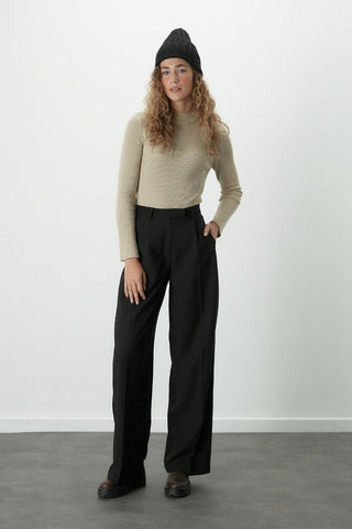 Dona Pleated Palazzo Trousers Black