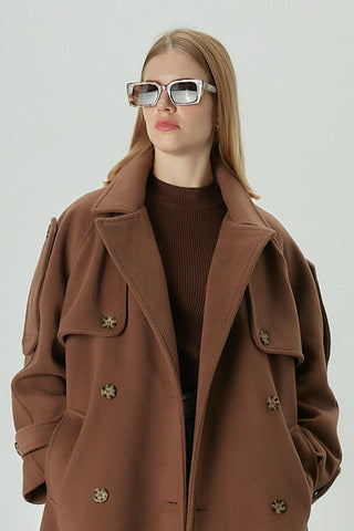 Premium Cachet Trench Coat Brown