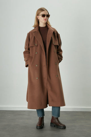 Premium Cachet Trench Coat Brown