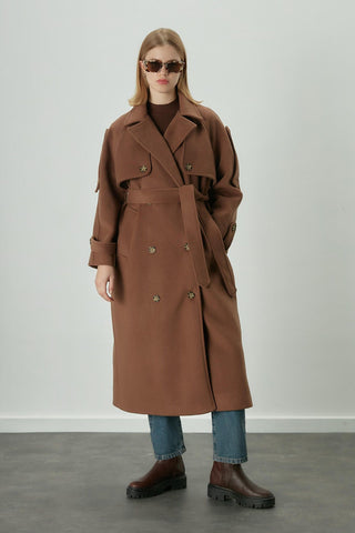 Premium Cachet Trench Coat Brown