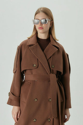 Premium Cachet Trench Coat Brown