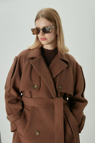 Premium Cachet Trench Coat Brown