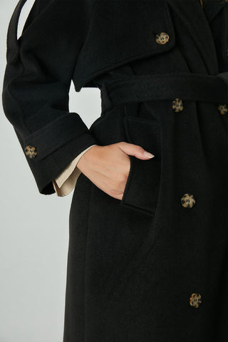 Premium Cachet Trench Coat Black