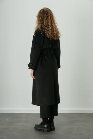 Premium Cachet Trench Coat Black