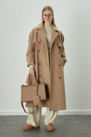 Premium Cachet Trench Coat Camel