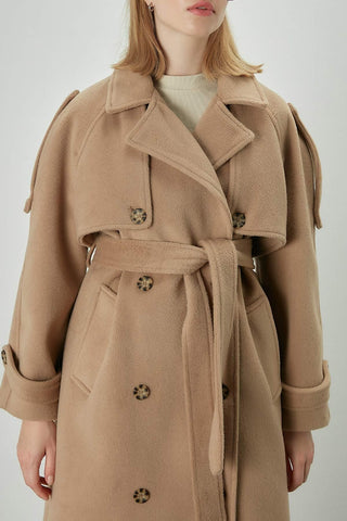 Premium Cachet Trench Coat Camel