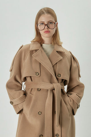 Premium Kaşe Trençkot Camel