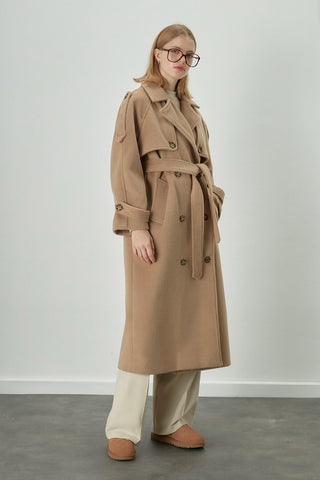 Premium Cachet Trench Coat Camel