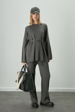 Knitted Belted Tunic Anthracite